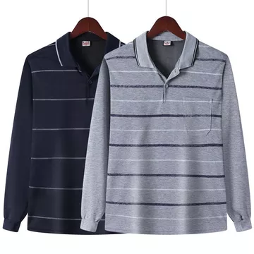 Áo Sơ Mi Polo Thường Ngày Cho Áo Sơ Mi Polo Dài Tay 3 Phong Cách 4 Màu Cotton Trung Niên Sọc Áo Sơ Mi Polo Dài Tay Cho Nam Bố Áo Thun Dài Tay Túi Áo Sơ Mi Nam Cotton Ve Áo Trung Niên Người Già Bố Mùa 