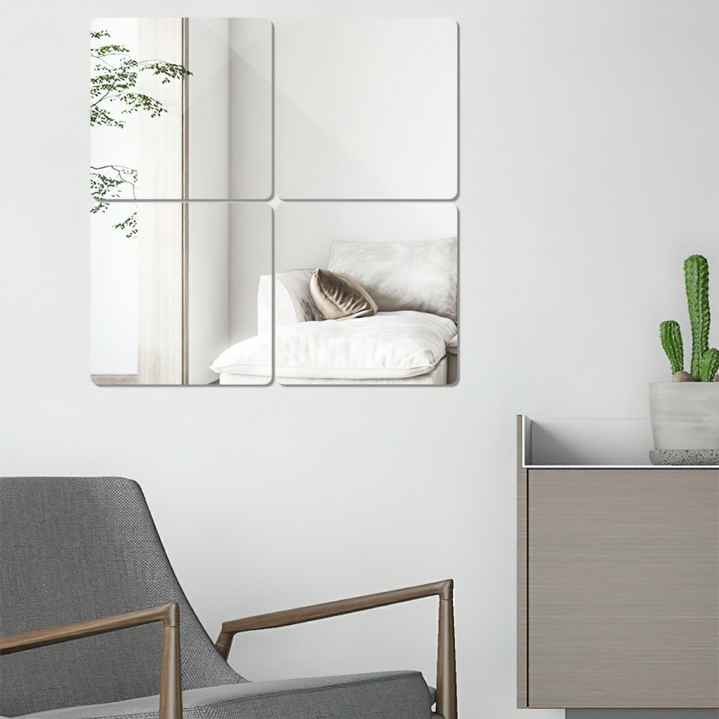 Gương ghép nối,Gương treo Dán Tường toàn thân chống vỡ soi , dán tủ quần áo, hình vuông FE123