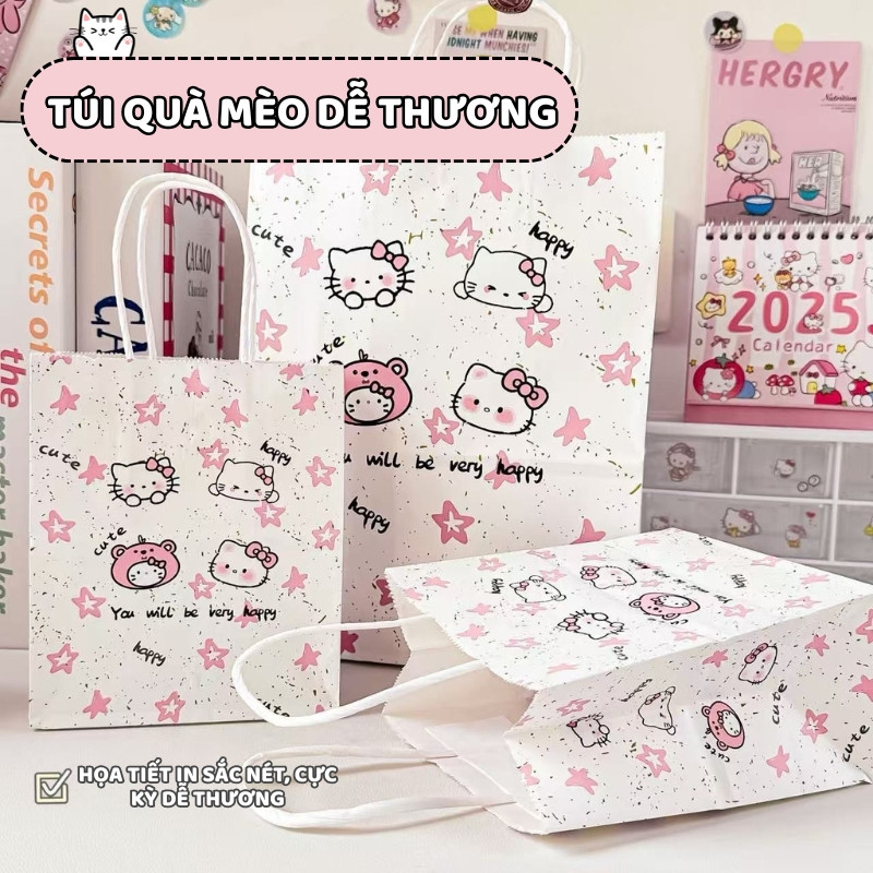 Túi Giấy Mini Hello Kitty – Túi Giấy Đựng Quà Sinh Nhật, Quà Tặng Ngày Lễ Dễ Thương Cho Bạn Nữ