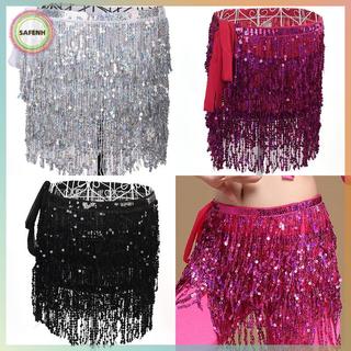 SAFENH Khăn Thắt Lưng Sequin với Tua Rua và Viền Hông, Phù hợp cho Khiêu Vũ và Quấn Váy