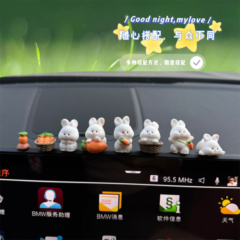 🍒 Phim hoạt hình Thỏ Trang trí ô tô Phụ kiện nội thất ô tô Màn hình ô tô giữa Đài Loan Đồ trang trí ô tô cho chó con 25.11.19