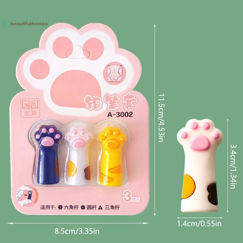 BeautifulHomeA 3 Cái Đáng Yêu Paw Bút Dễ Thương Topper Có Nút Chặn Kim Điểm Silicon Bảo Vệ Bút Chì Mở Rộng Đồ Dùng Học Tập VN