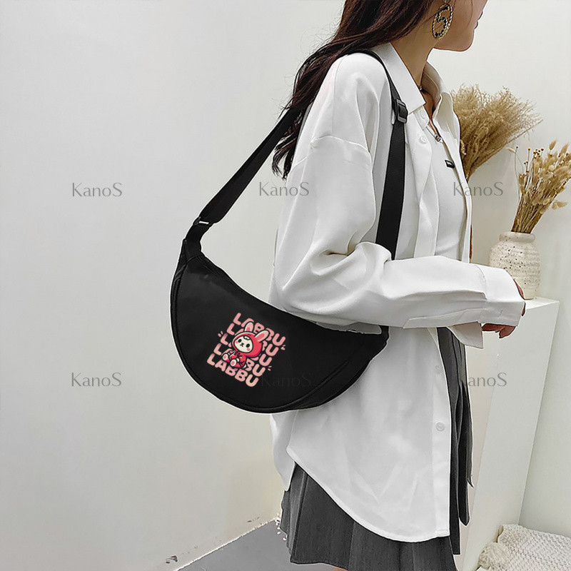 Kanos _ shop | Túi đeo chéo in Labbu - Túi đeo nửa mặt trăng thời trang cho túi đeo vai thông thường, hàng ngày có dây kéo dành cho thể thao ngoài trời, du lịch, đi bộ đường dài & cắm trại