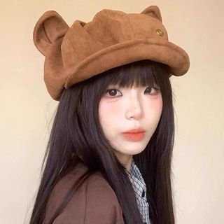 Mũ nồi retro da lộn tai mèo hình bát giác nhỏ, phù hợp cho họa sĩ và sử dụng hàng ngày