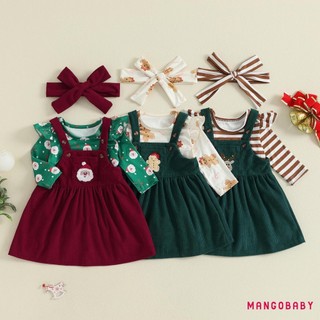 MG-Baby Bé Gái Trang Phục Giáng Sinh Ông Già Noel / Gingerbread In Áo Liền Quần Dài Tay Và Suspender Đầm Băng Đô Bộ