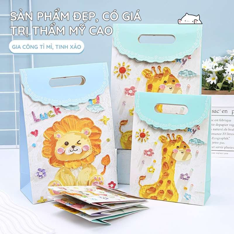 Túi giấy đựng quà hình hoạt hình dễ thương – Chất liệu giấy cao cấp, phù hợp gói quà sinh nhật và ngày lễ ý nghĩa