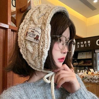 Thu Đông Hàn Quốc Thời Trang Sinh Viên Retro Dệt Kim Bịt Tai Nữ