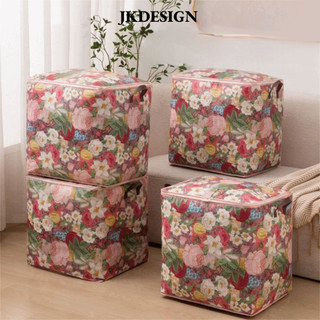 JKDESIGN Túi đựng chăn bông hoa, Dụng cụ sắp xếp lưu trữ quần áo di động dày, Chống thấm nước bền bỉ Công suất lớn Dây kéo đôi Túi đóng gói di chuyển Tổ chức tại nhà