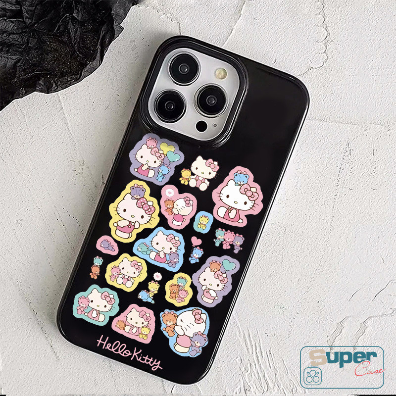 Ốp Lưng Tương Thích Cho IPhone 13 11 16 17 15 14 12 Pro Max Air 15 14 17 13 12 16 Pro 7 6 8 16 15 14 6s Plus X XR XS Max SE 2020 Kẹo Hello Kitty Dễ Thương Ngọt Ngào Bìa mềm Doodle màu