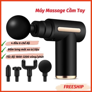 Máy MASSAGE MINI cầm tay, 4 đầu, 6 chế độ rung, giúp giãn cơ, giảm đau mỏi