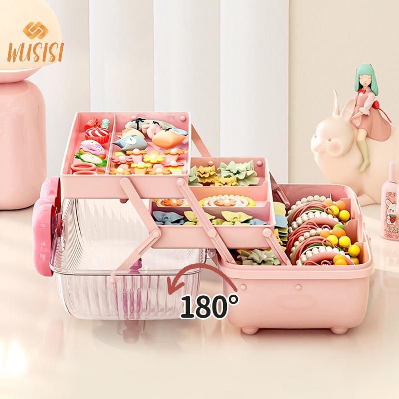 [WUSISI] Dụng cụ sắp xếp kẹp tóc nhiều lớp Hộp đựng trang sức cô gái dễ thương Giá trưng bày dây Phụ kiện tóc trẻ em Hộp lưu trữ MỚI