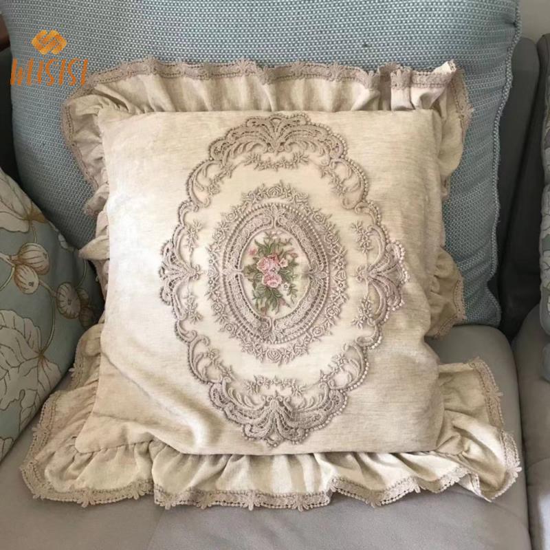 [WUSISI] Châu Âu Ren Thêu Sang Trọng Hình Bầu Dục Placemat Cà Phê Coaster Sofa Tay Vịn Bao MỚI