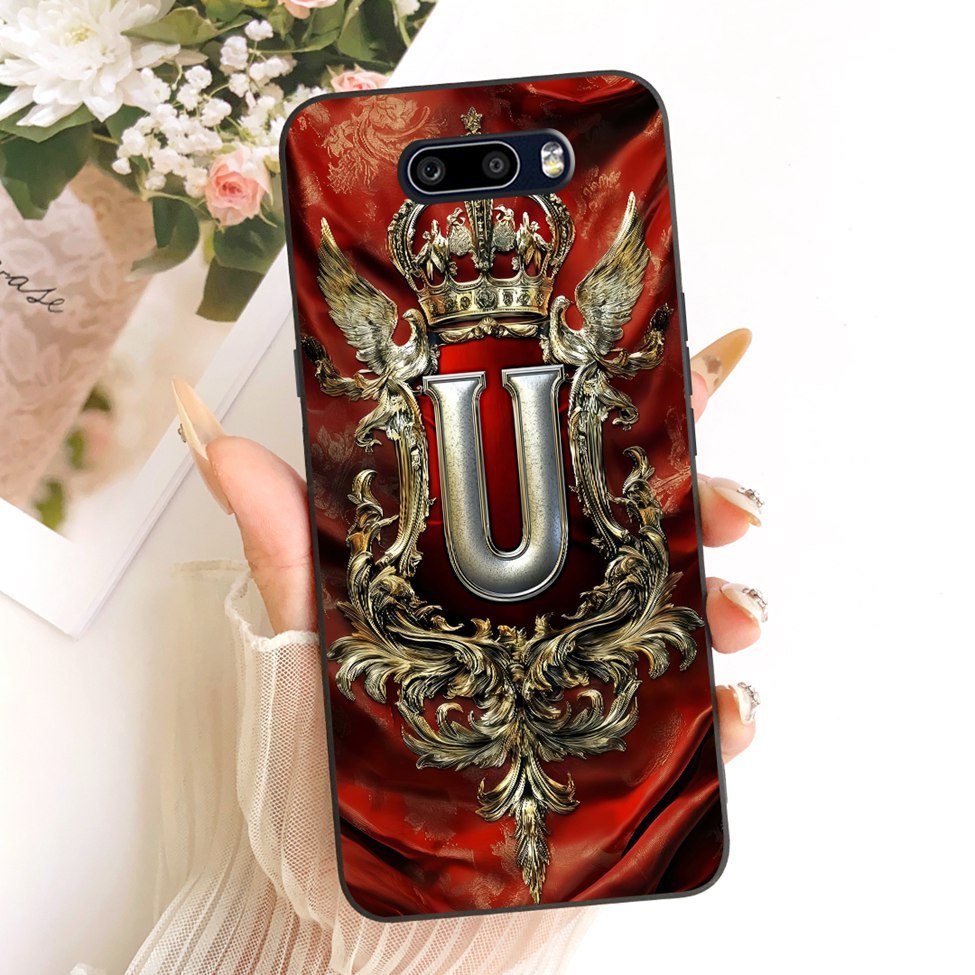 Ốp điện thoại mềm họa tiết phẳng LG V50S Thinq sang trọng Crown A-Z Letters 2D LM-V510N