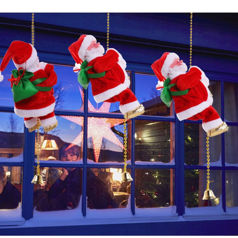 Ông Già Noel Leo Dây,ông Già Noel Leo Thang Tự động,Trang Trí Giáng Sinh, Đồ Chơi Nhạc Đèn Trang Trí Noel