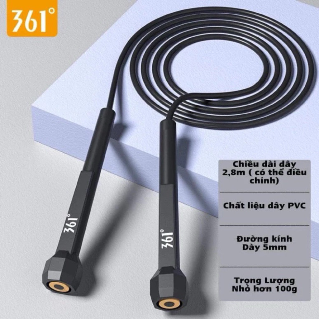 Dây Nhảy PVC 361 Chất Lượng Cao Giúp tập luyện tăng Cường Sức Khoẻ +( Tặng Kèm 1 tui đựng dây và đôi tất )
