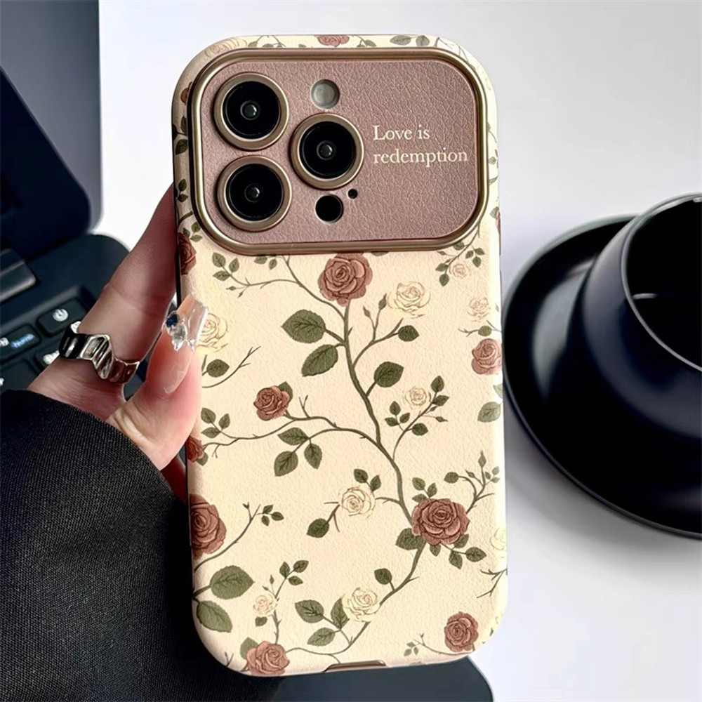 Ốp Điện Thoại Da Windows Vintage Rose Cho iPhone 17 Pro Max 16 15 14 13 Vỏ Bảo Vệ Chống Sốc