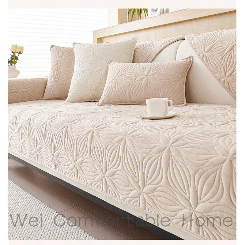 Màu Trơn Sofa Đệm Hiện Đại Đơn Giản Ánh Sáng Sang Trọng Sofa Da Chống Trơn Trượt Màu Đệm Mùa Đông Bao Vải