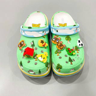 Dép sục Enimal nữ cao cấp, sục nữ 5 phân họa tiết xanh lá, sục eva tặng kèm charm jibbitz trang trí