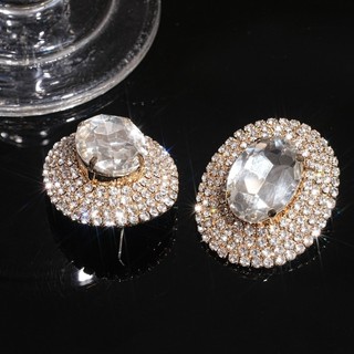 Bông tai pha lê hình bầu dục với kim cương giả, bling sang trọng cho đám cưới hay sự kiện buổi tối