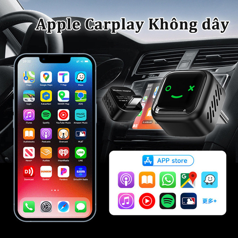 USB Hỗ Trợ Chuyển Đổi Kết Nối Apple Carplay,  Tương thích đa dạng xe,  Android Auto Không Dây Cho Ô Tô Xe Hơi