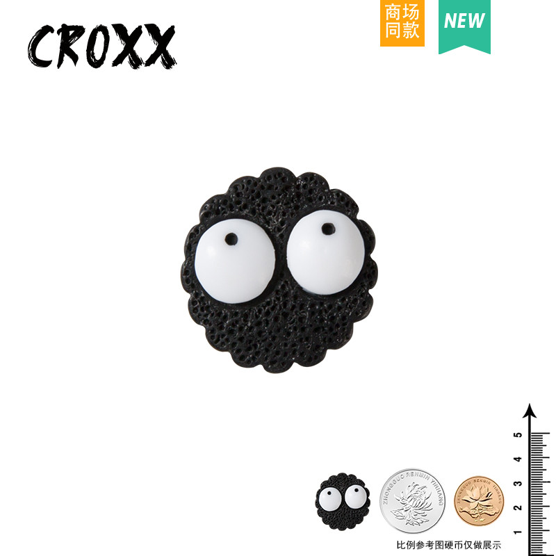 Phụ kiện hoa trang trí khóa lỗ giày cho crocs, có thể tháo rời, phong cách mờ đen, tương thích nhiều mẫu