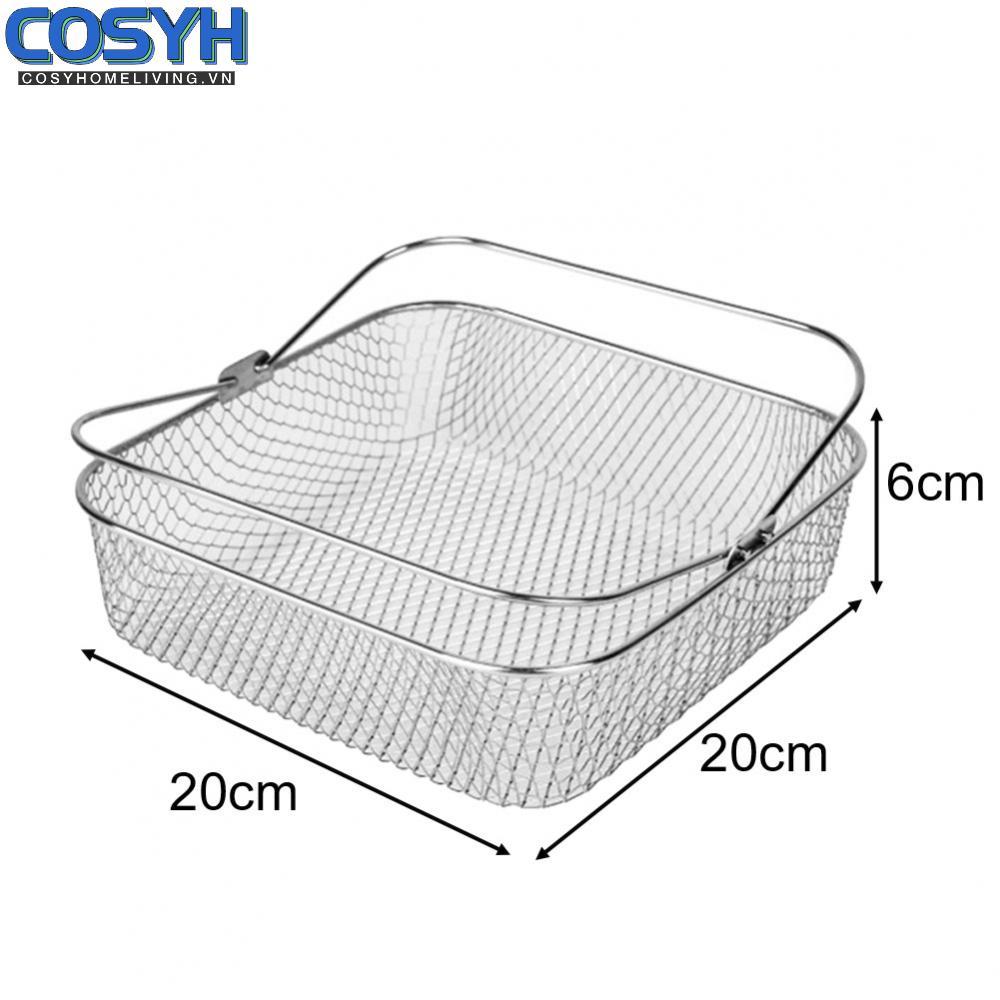 <cosyh>Air Fryer Basket 304 Stainless Steel 5.8QT 6QT Air Fryer 8.19*8.19*2.8 IN
