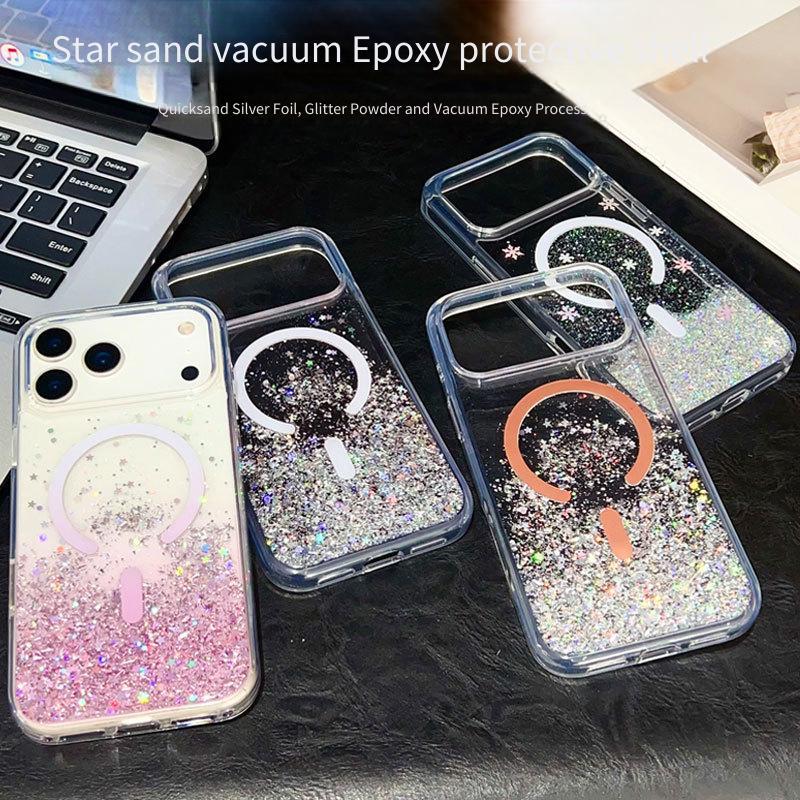 Ốp Điện Thoại IPhone 17 Pro max Từ Lấp Lánh Gradient 17 AIR Glitter 16pro Kim Cương Giả Trong Suốt Chống Sốc 15 Vỏ Bảo Vệ