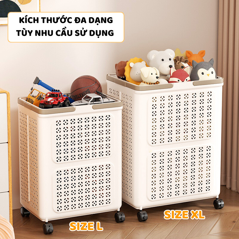 Giỏ Nhựa Gấp Gọn Đựng Đồ Chơi ENODA HOME, Giỏ Đựng Đồ Chơi Cho Bé 3 Kích Thước Có Bánh Xe Tiện Lợi Q460