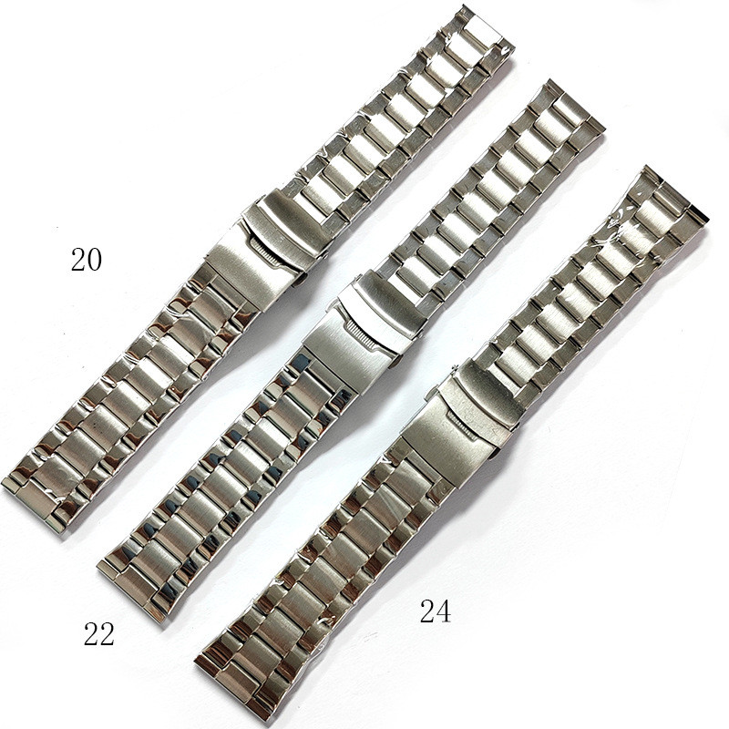 Bán Chắc Chắn Thép Không Gỉ Dây Đeo Đồng Hồ 20 Mm 22 Mm 24 Mm Dây Đeo Đồng Hồ Vàng Đen Bạc 3 Hạt Diver Lặn Tổng Thống Đồng Hồ Vòng Tay Nam Nữ