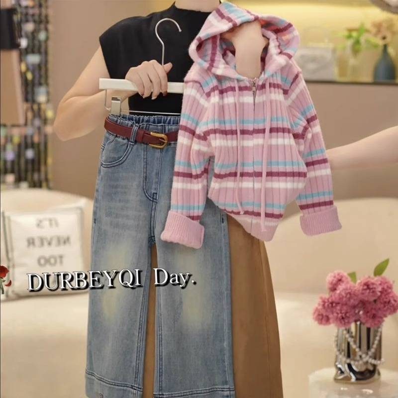 Áo Len Bé Gái Mùa Thu 2025 Phong Cách Mới Lớn Bé Gái Thời Trang Áo Len Dày Bé Gái Phiên Bản Hàn Quốc Phong Cách Nóng Dây Kéo