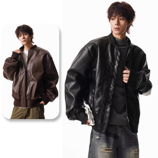 Áo khoác da nam ESEA retro, phong cách xe máy, thiết kế unisex