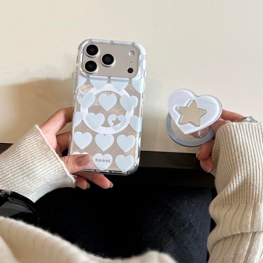 Ốp lưng cứng Tương thích với iPhone 13 14 14Pro 14ProMax 15 15Pro 15ProMax 16 16Pro 16ProMax 17 17Pro 17ProMax 17Air Pink Blue Love Pattern Magnet Case