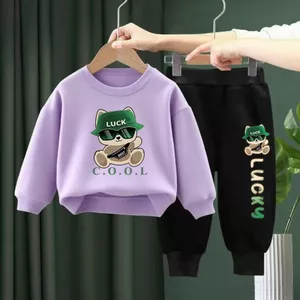 Bộ trang phục hai mảnh cho trẻ em Bộ đồ thể thao bé trai và bé gái Áo dài tay Quần áo