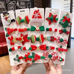Phiên Bản Hàn Quốc Phong Cách Mới Giáng Sinh Năm Mảnh Bộ, Nơ Tóc Người Tuyết Cây Giáng Sinh Mỏ Vịt Kẹp Trẻ Em Phụ Kiện Tóc Dễ Thương
