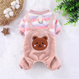 【Ready Stock】 Pet Warm Thickened Flannel Four-Leg Autumn and Winter Puppy Dog/Cat Teddy Traction Hooded Clothing Supplies Clothes EUau