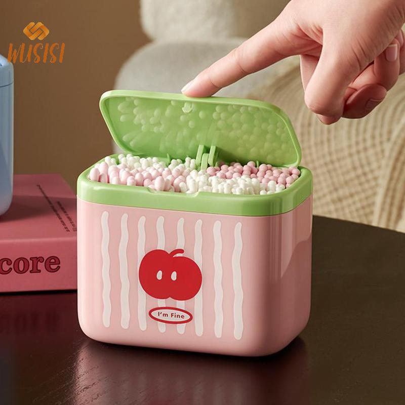 Hộp đựng bông Qtip có nắp, tổ chức lưu trữ phòng tắm, hộp đựng trang điểm mới