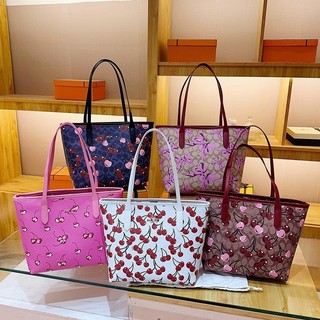 GC2 Túi Tote In Hình Bướm Anh Đào Thời Trang Dành Cho Nữ Túi Đeo Vai Dung Tích Lớn Có Túi Nhỏ CG2
