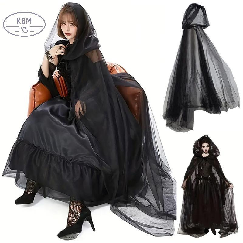 KBM Áo Khoác Áo Trang Phục Halloween Ma Cosplay Trang Phục Áo Choàng Người Lớn Full Dài Sheer Cape Với Quá Khổ Cho Người Lớn FSSG