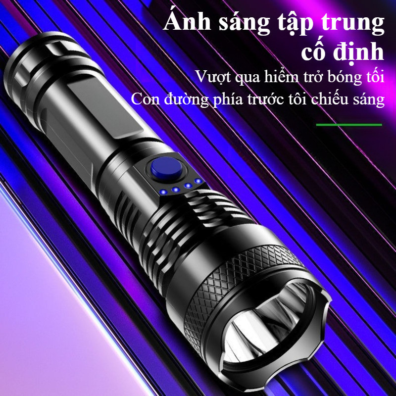 Đèn Pin Siêu Sáng 500m - Pin lithium khỏe, 3 chế độ sáng, khả năng chống nước, hoàn hảo cho dã ngoại