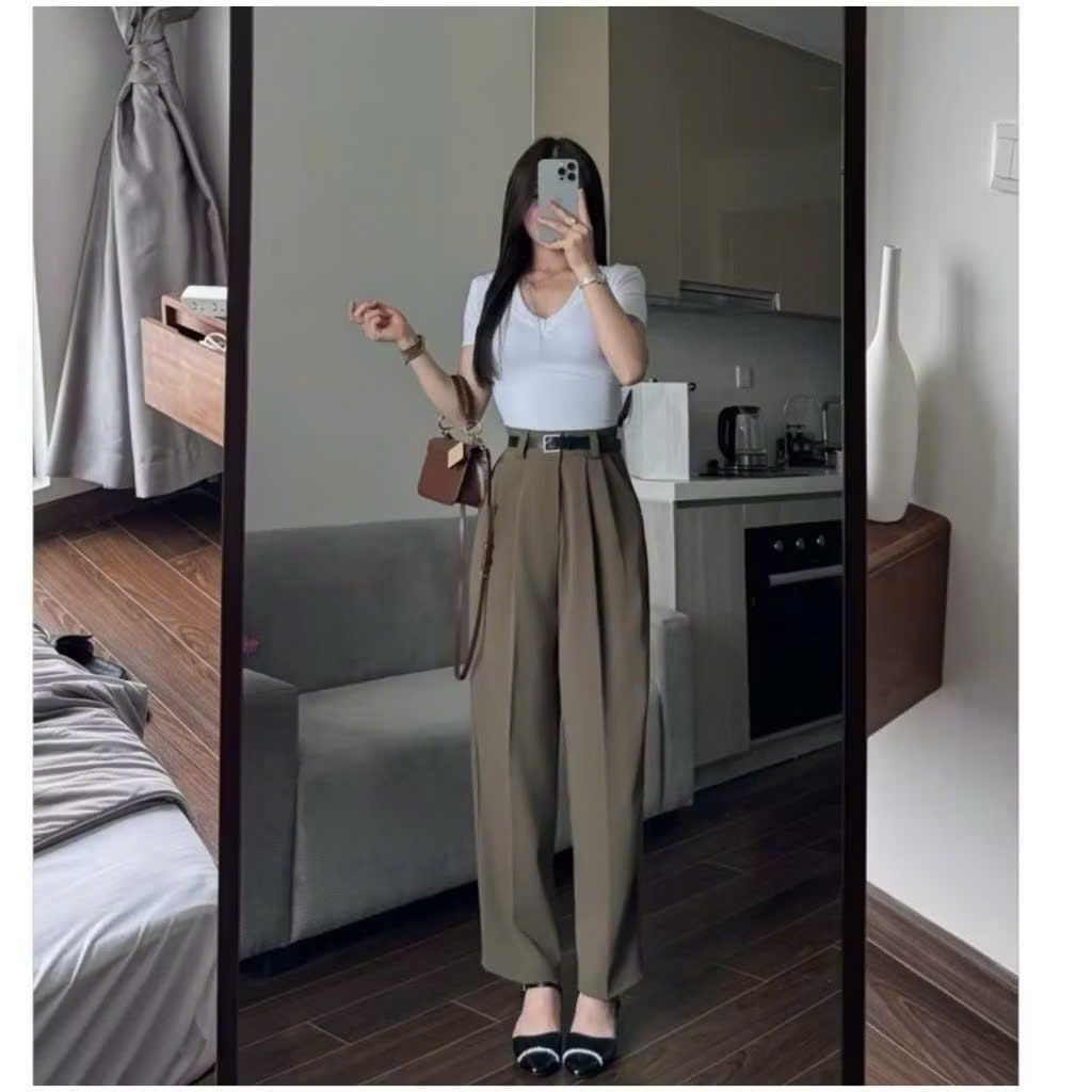 Quần công sở baggy thụng túi chéo vải gold nhật cao cấp , lưng cao cạp cao phong cách hàn quốc Q01