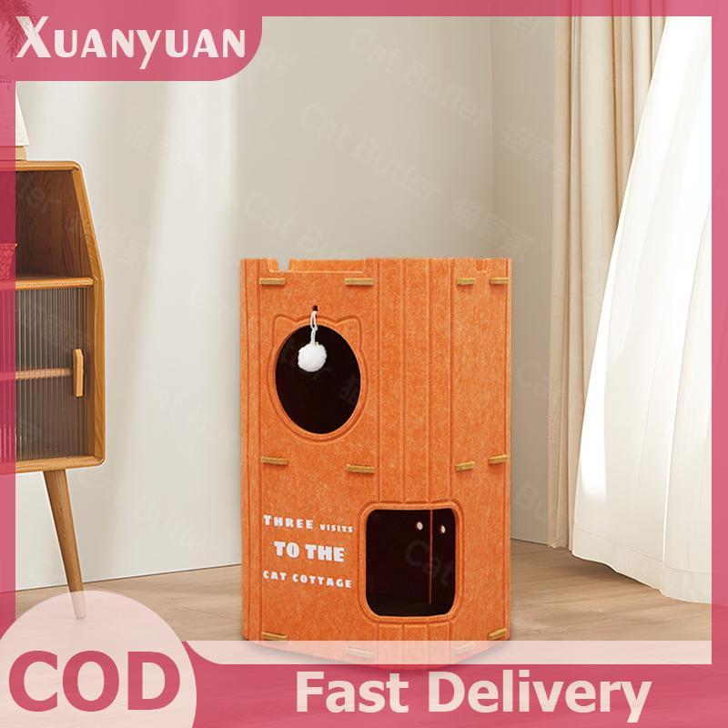 XUAN Tấm nỉ nhiều lớp Khung leo núi Giường lỗ cây hai lớp Thích hợp cho mọi mùa và nhiều mèo VN