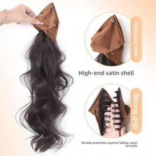Tóc giả xoăn dài NCE với kẹp móng vuốt và lông tơ tam giác, kèm theo băng ruy băng satin mở rộng cho đuôi ngựa.