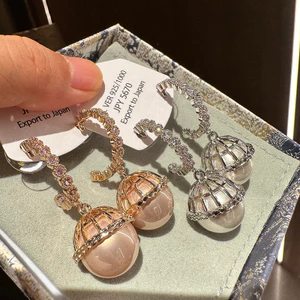 Thời Trang Hàn Quốc Phong Cách Mới Dài Zircon Hoa Ánh Sáng Ngọc Trai Sang Trọng Tua Rua Bông Tai Bán Buôn