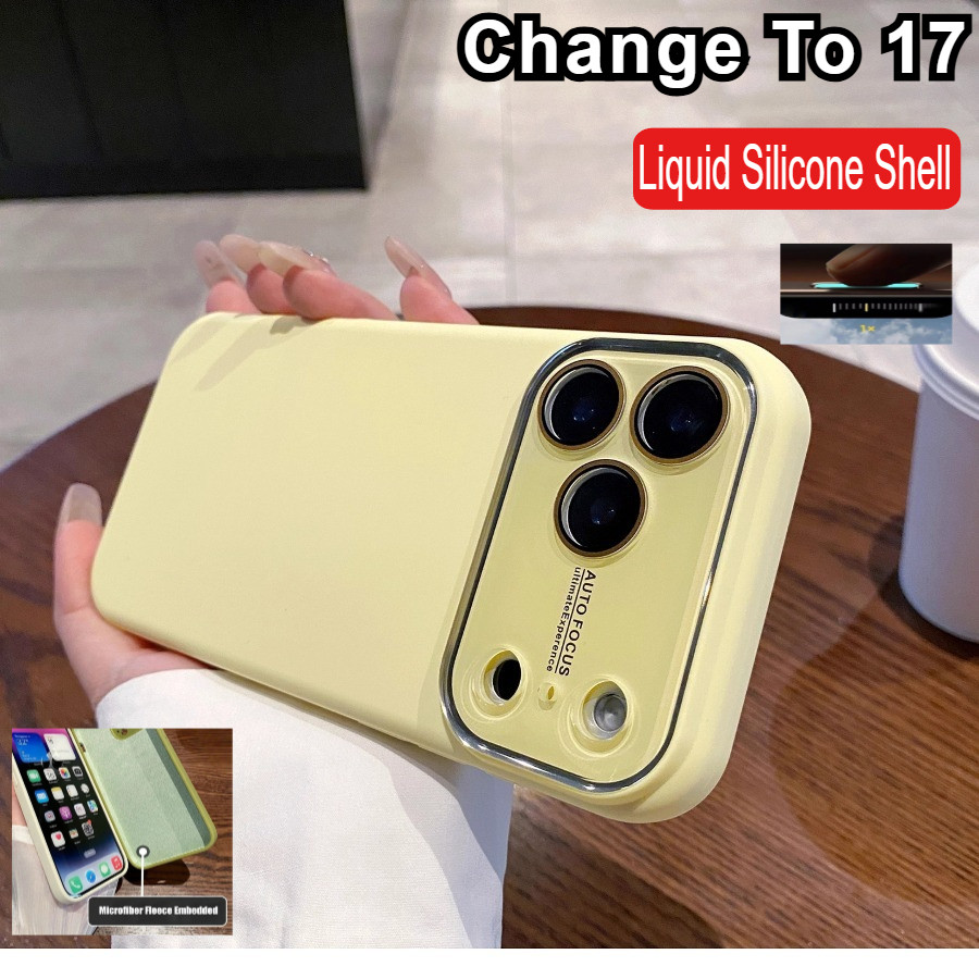 Thay đổi ngay lập tức thành 17 cho iPhone Air 17 Pro Max 16 15 14 13 12 Pro Max 16 15 14 Plus Thay đổi sang cửa sổ lớn Nút cảm ứng AI Bảo vệ ống kính máy ảnh Vỏ mềm