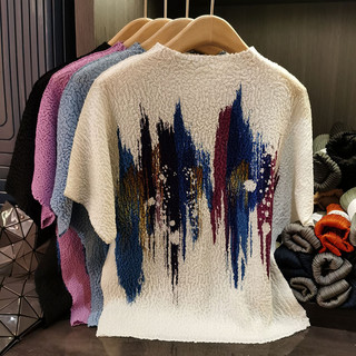 Miyake Xếp Ly Màu Tie-Dye In Hình Nữ Màu Gradient Tay Ngắn T-
