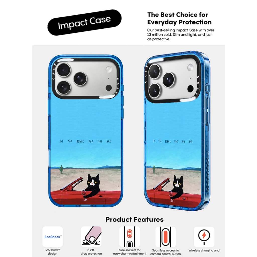 CASECASE X Tôi quá tỉnh táo Ốp lưng màu xanh da trời trong suốt cứng hút từ tính tác động cho Apple IPhone 12 13 14 15 16 17 Pro Max Air Plus có hộp