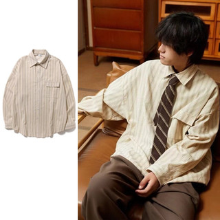 Áo sơ mi nam vải nhung retro, phong cách đại học Mỹ, phù hợp unisex