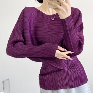 Miyake Áo Sơ Mi Xếp Ly Mới Mẻ, Form Ôm Tạo Eo Thon Gọn