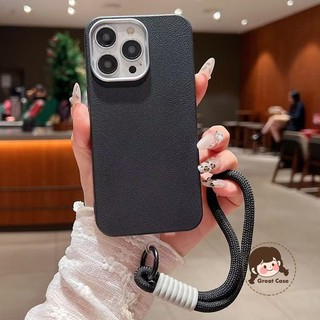 Ốp Điện Thoại Da PU Màu Trơn Mới Cho Xiaomi 17 15T 15 Pro Max 14T 13T Pro Cho Mi 11 Lite 11X Pro 5G 4G Ốp Lưng Kinh Doanh Có Dây Buộc Ngắn Cặp Đôi Vỏ Mềm Chống Rơi
