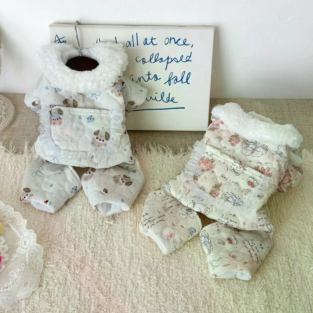 Hoạt Hình Nhà Thú Cưng Quần Áo Bốn Chân Mùa Đông Lông Cừu Ấm Áp Teddy Bichon Chó Mèo Quần Áo